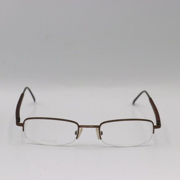Valentino Brown Rectangle Half Rim Vintage Mens Designer Glasses 51 20 145 - Picture 1 of 3